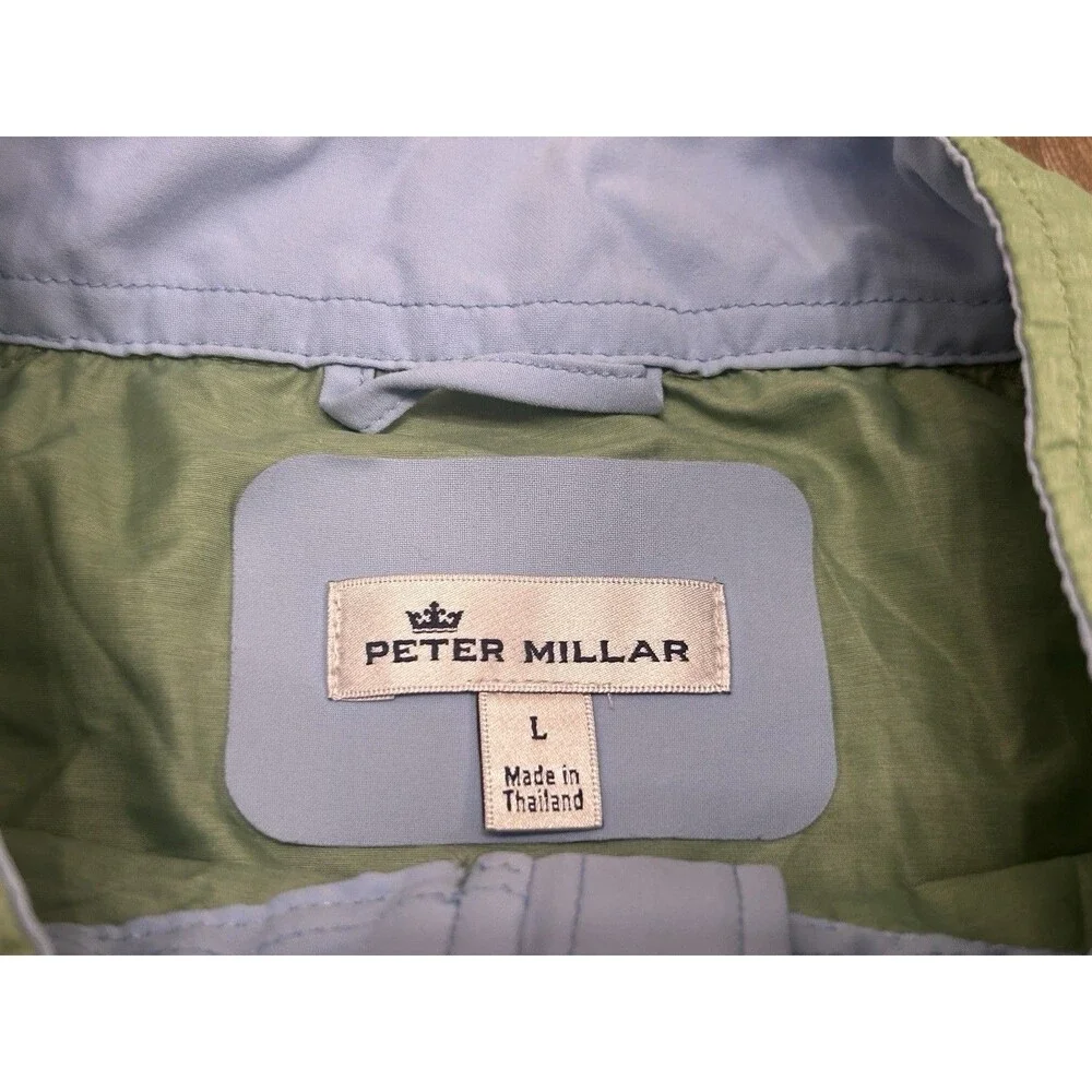 Peter Millar 1/4 Zip Lightweight Packable Windbreaker Jacket Men’s Large Green